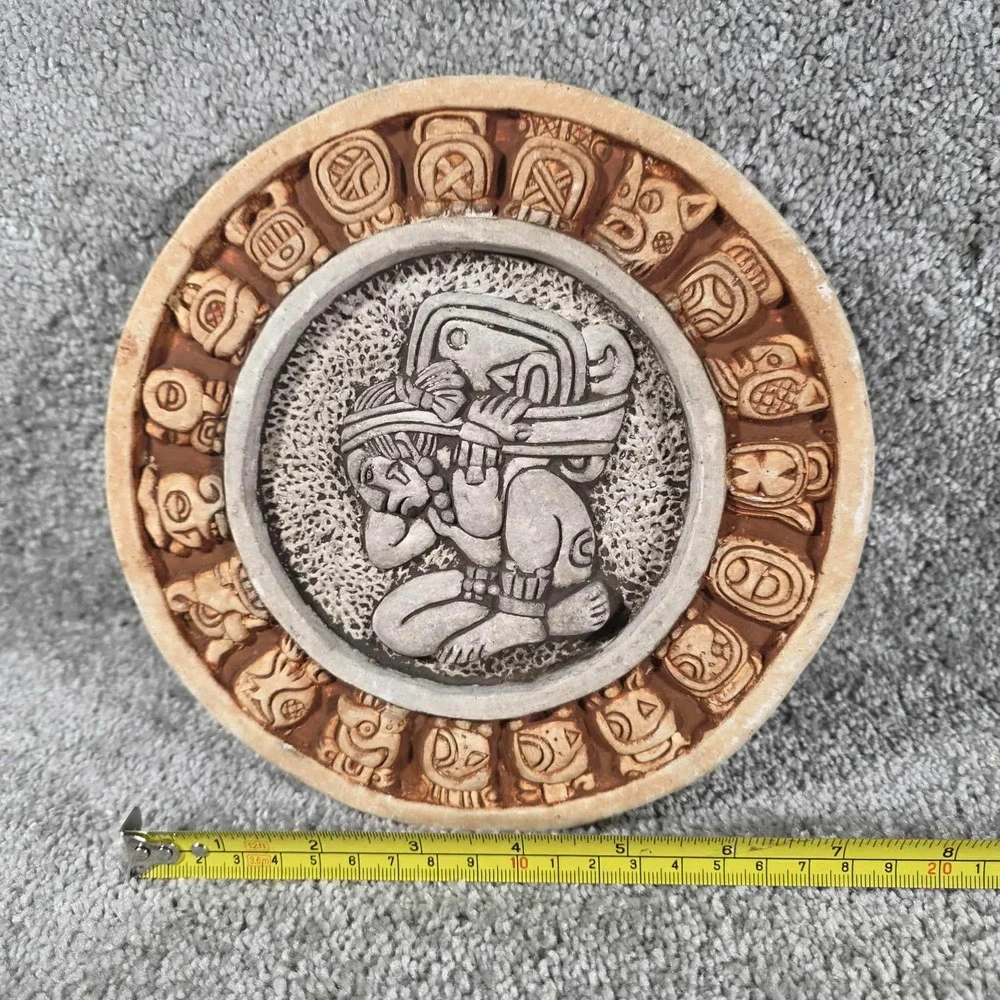 Aztec Mayan Calendar Wall Plaque Brown Terracotta Stone Garden Decor‎